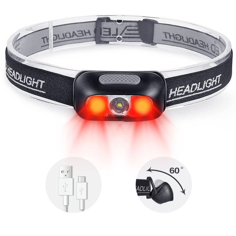 COSMOING Rechargeable Headlamp, 500 Lumen Ultra Bright Head Lamp 5 Lighting Modes with Red Light,IPX4 Waterproof Adjustable Strap Headlamp Flashlight for Adult Emergency, Running, Camping, Cycling - Image 1
